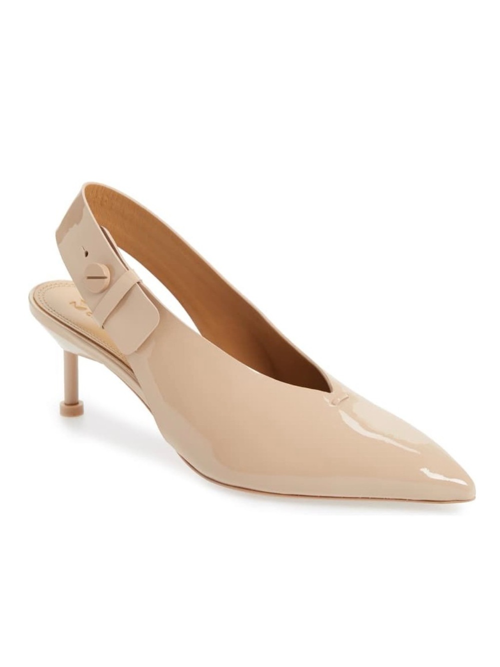 Like New! Mercedes Castillo Kinslee Nude Patent Leather Slingback Pump Size 9